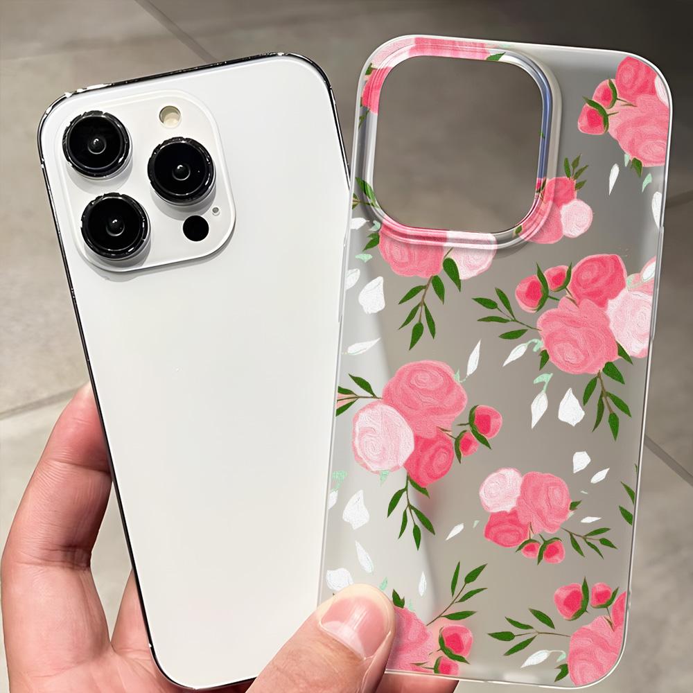 Handyhüllen für iPhone 11 13 15 Pro Max 12 14 Pro Max Hülle iPhone 16 15 Plus 13 Pro 12 Frosted Texture Painted Cartoon Flowers