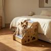 Wooden Pet Staircase Carpeted 4-Step Pet Stairs Dog Steps with Carpet Indoor Furniture Wide for Small Dogs, Bedside, Sofa