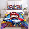 3pcs bedding set Mario Adventure Includes 1 Comforter + 2 Pillowcases, Without Pillow Inserts, Soft Comfortable,a0909172