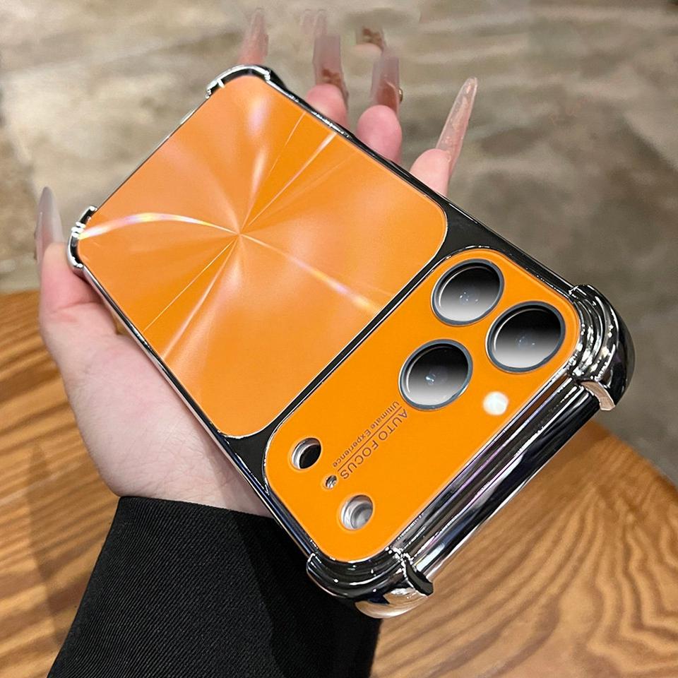 Aurora laser Plating Phone Case For iPhone 17 Air 13 14 15 16 Pro Max 16Pro 17Pro CD Pattern Big Windows Soft Protector Cover
