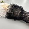 1 Pair Womens Wrist Cuffs Flower Ruffle Lace Pleated Horn Cuffs Detachable Shirt False Sleeves Wrist Warmers