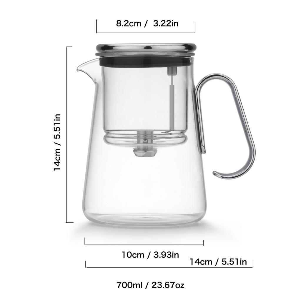 Bonston-Integrated Teapot with Glass Filter, Tea Maker,Magnetic Switch Tea Maker, 700ml (23.67oz)