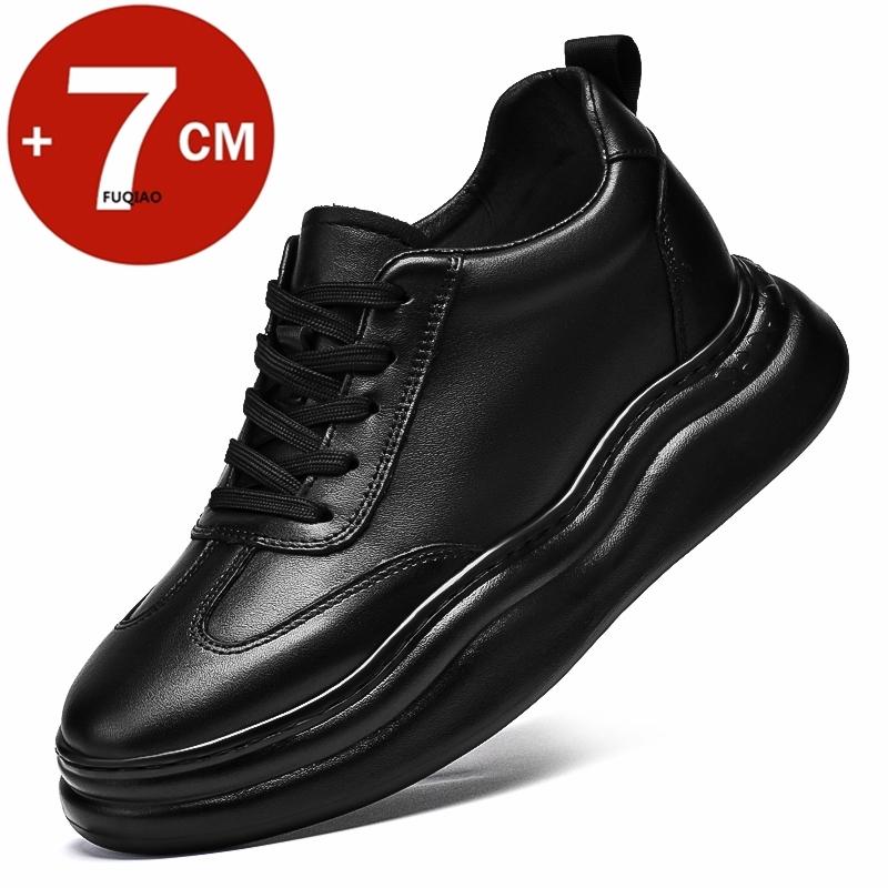 

Fashion Breathable Outdoor Elevator Sneakers Men Shoes Cowhide Casual Shoes Walking Sports Men Genuine Leather Height Increasing Shoes 37