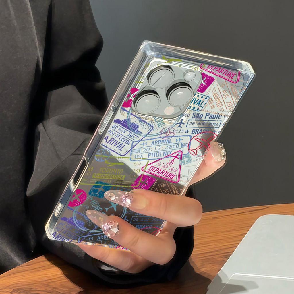 Clear Square Back Tube Case Protection For iPhone 11 15 Plus 13 12 16 ProMax 14 Pro Max Anti-Oxygen,Full Screen Graffiti Pattern Casing