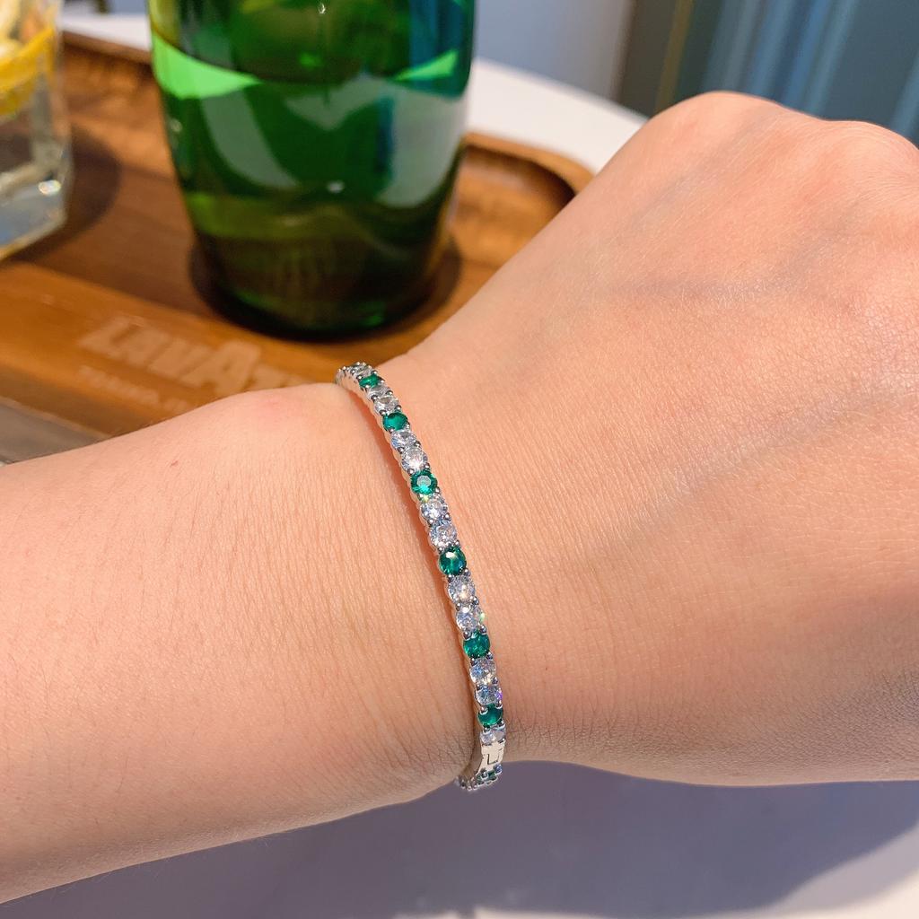 Jewelry Retro Korean Classic Micro-Inlaid Colorful Treasure Emerald Bracelet