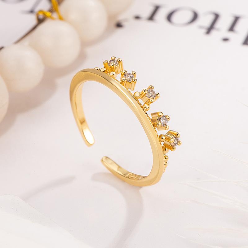 

925 Sterling Silver Jewelry Luxury Crystal Crown Finger Rings for Women Wedding Party Jewelry For Girls Friend Gift resizable золотой