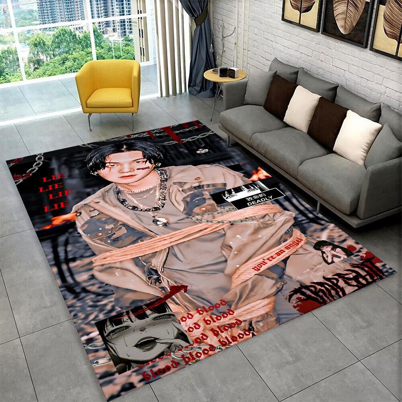Famous B-BTS SUGA Agust D KPOP Non-Slip Area Rug for Living Room,Bedroom,Playroom,Soft Carpet Floor Mat Home Decor Rug Kids Room