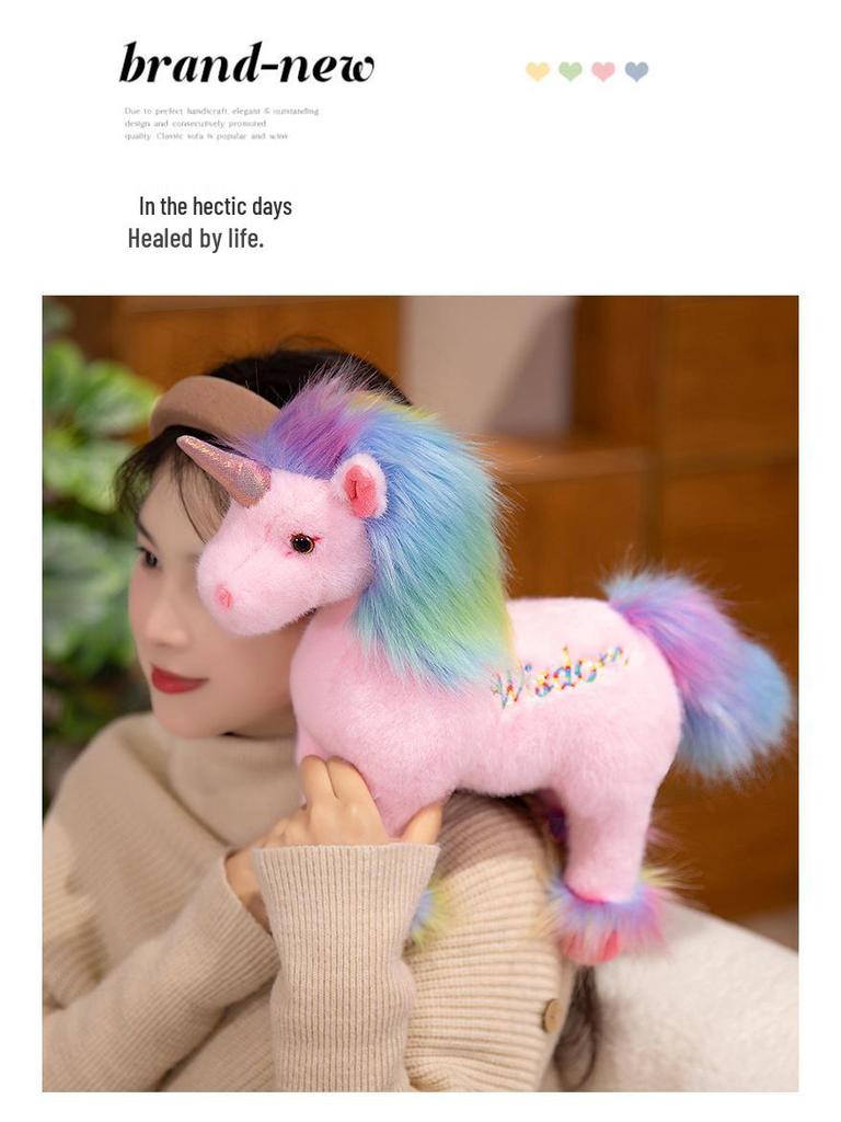 Rainbow Unicorn Plush Toy Pendant - Children's Comfort Doll Gift
