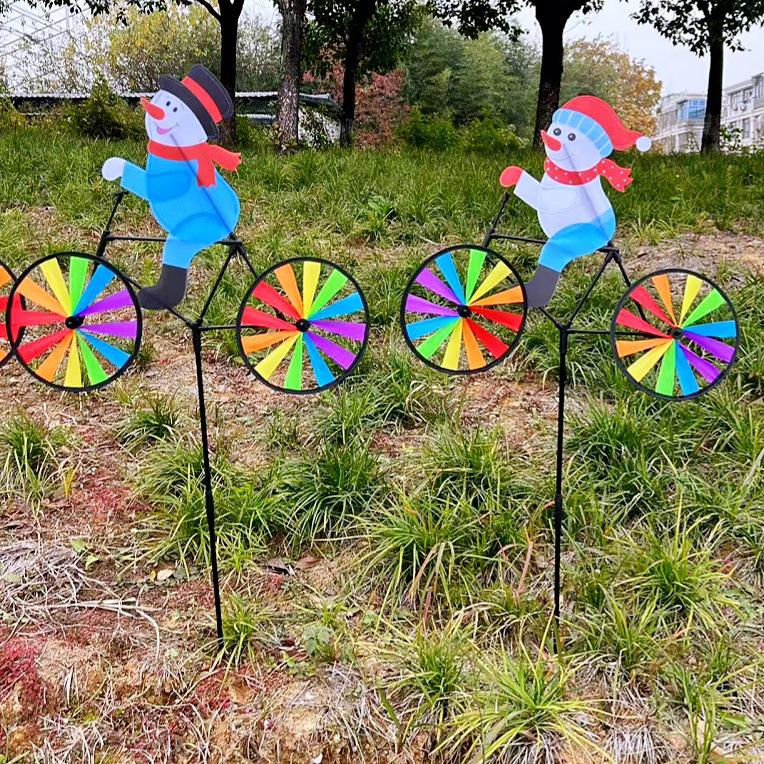 3D Cartoon Animal Bicycle Pinwheel - Outdoor Garden Decoration