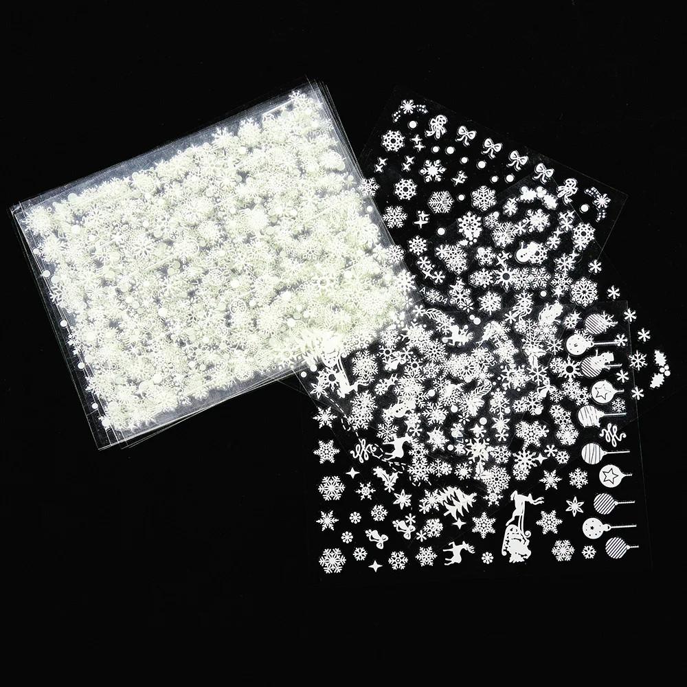 12 buc Laser Sliver Fulgi de nea autocolant Nail Art 3D Bronzing Craciun Decalcomanii unghii Holografic Argintiu/Auriu/Alb Glisoare pentru fulgi de nea