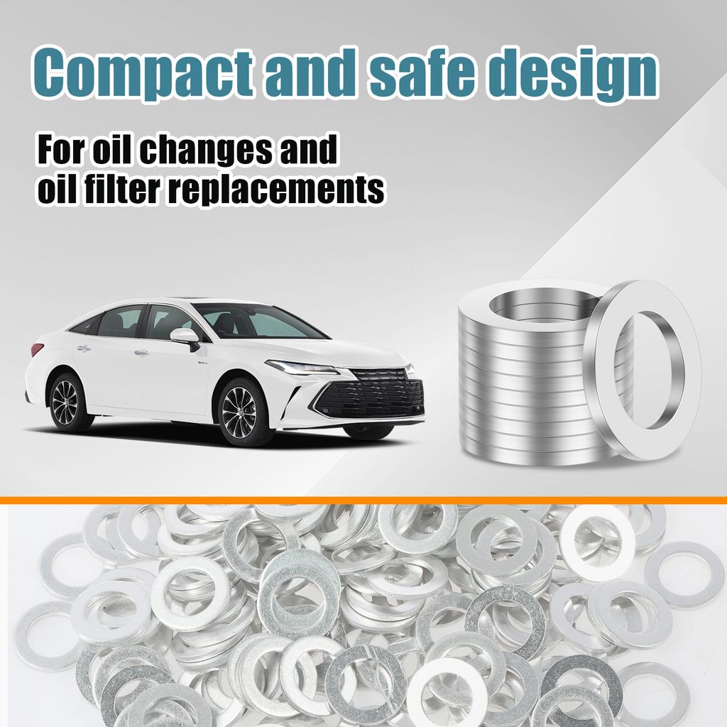 14mm Oil Drain Plug Gasket Aluminum Alloy Engine Oil Crush Washers Anti-Slip Seals Replacement Automotive Exterior Accessories