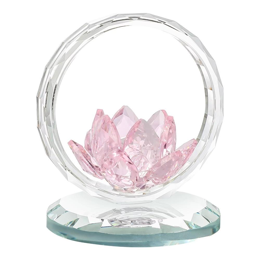 Reflection Effect Lotus Flower Figurine Stable Base Clear Lotus Flower Collectible  Home Decor