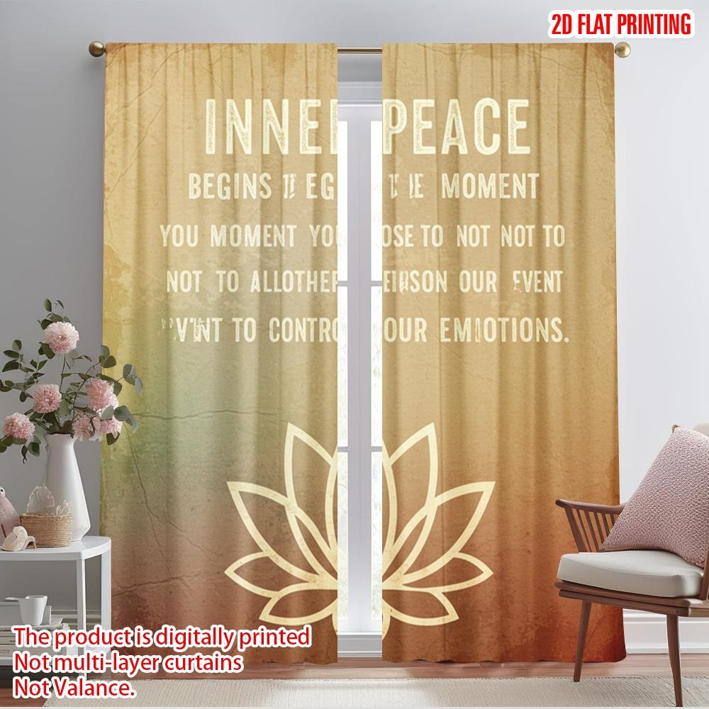 

2pcs 2D flat printing Window Treatment Curtains Inner Peace Lotus Meditation Polyester Without Electricity Family Party Use for 52.50×116.00 CM 2pcs