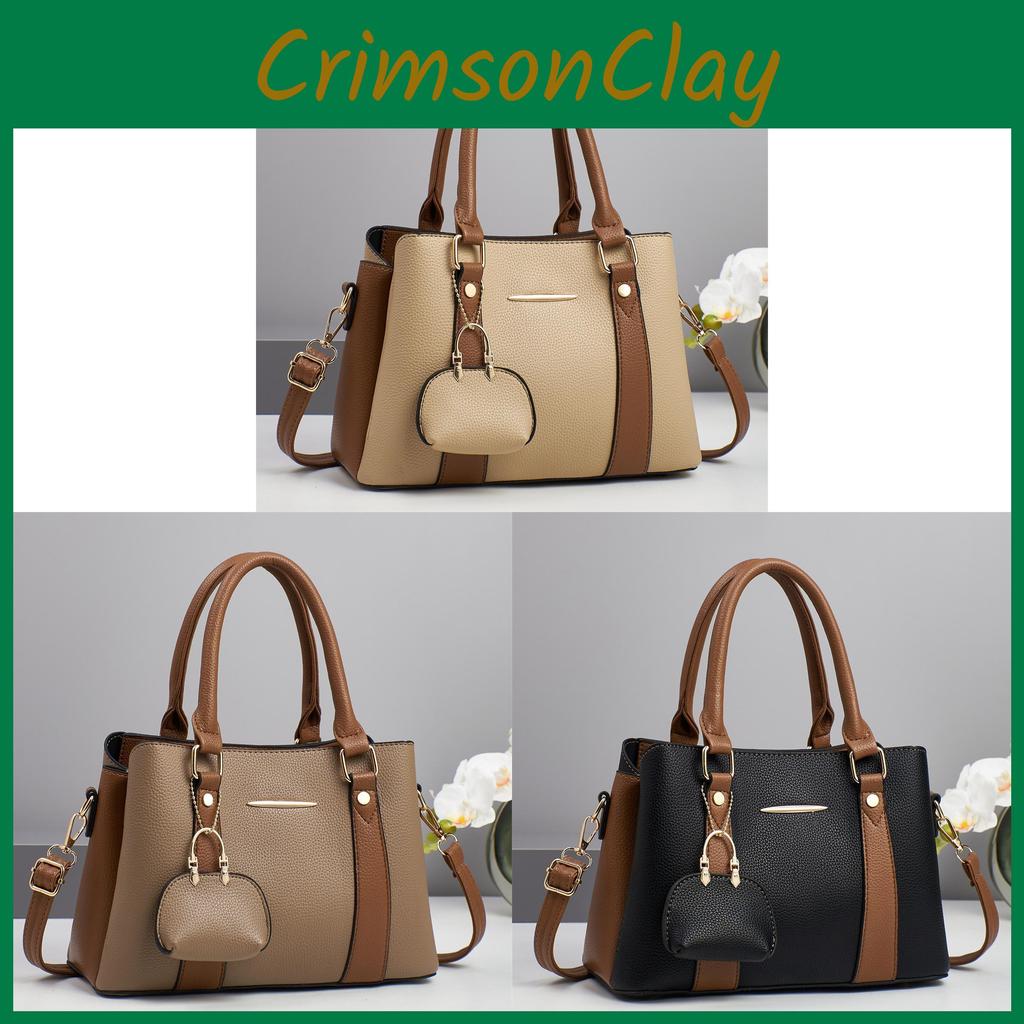 Pu Small Crossbody Bag With Contrast Color Block Pocket For Daily Use