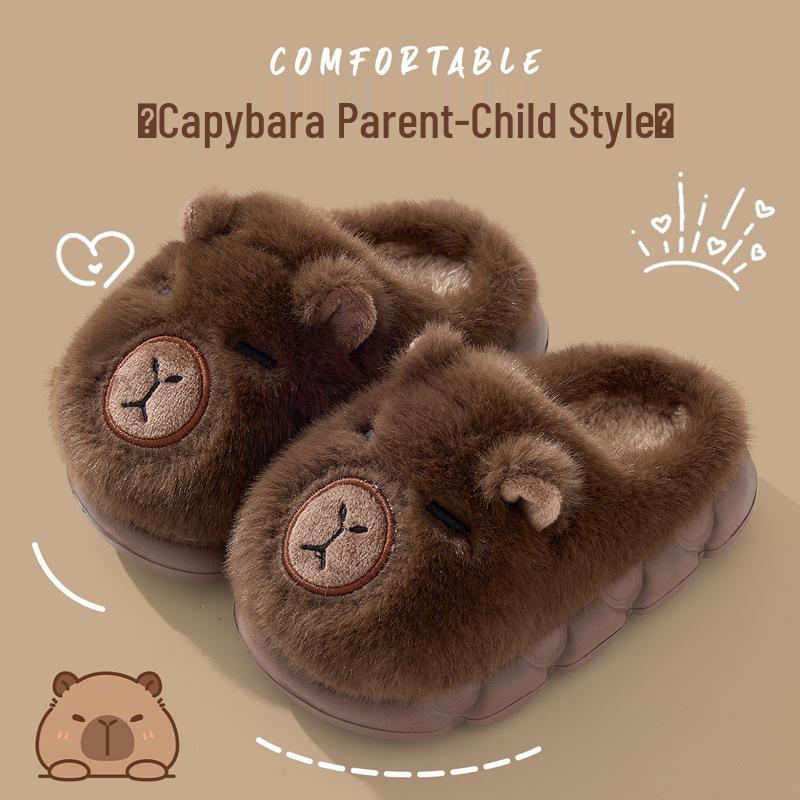Capybara Kinder Winter Baumwollplüsch Hausschuhe - Warme, Gemütliche Schuhe für Jungen und Mädchen