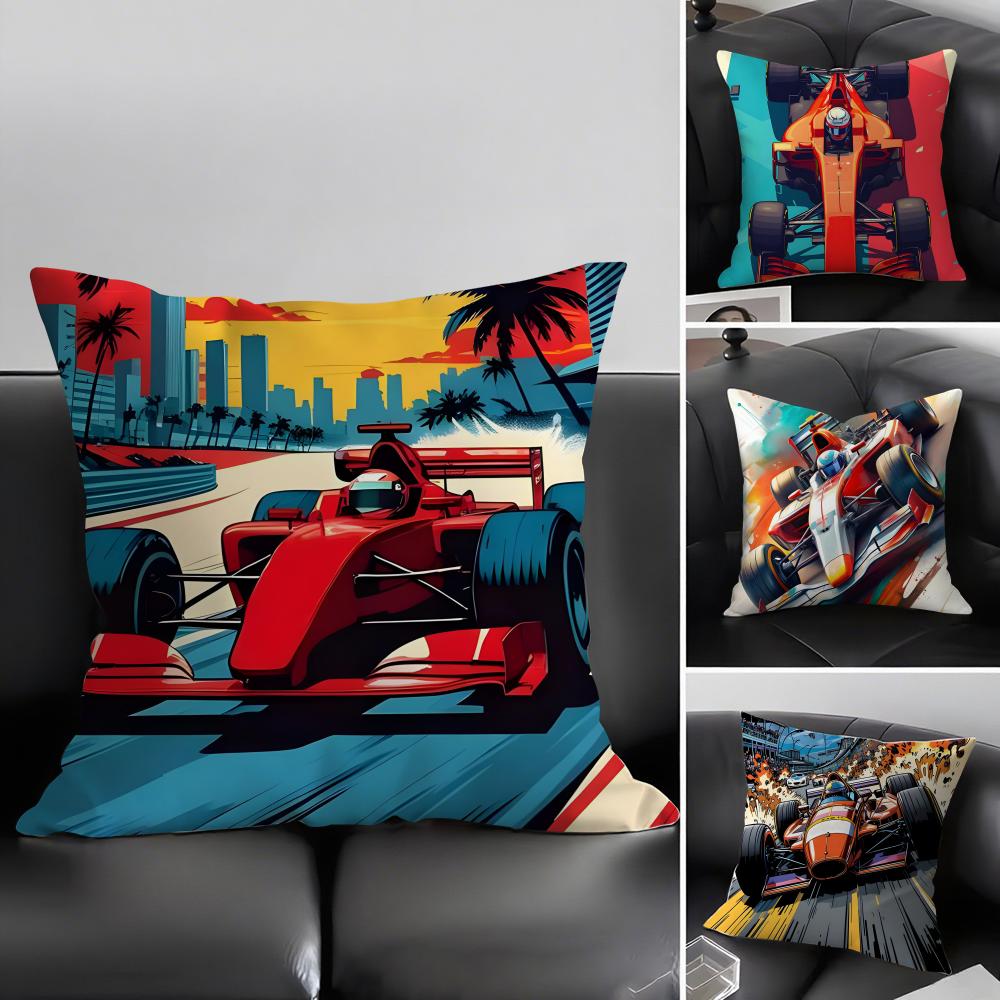 Racing Cool Cushion Cover Pillowcase Ultra Soft Skin Friendly Fabric Cloud Like Comfort Concealed Zipper