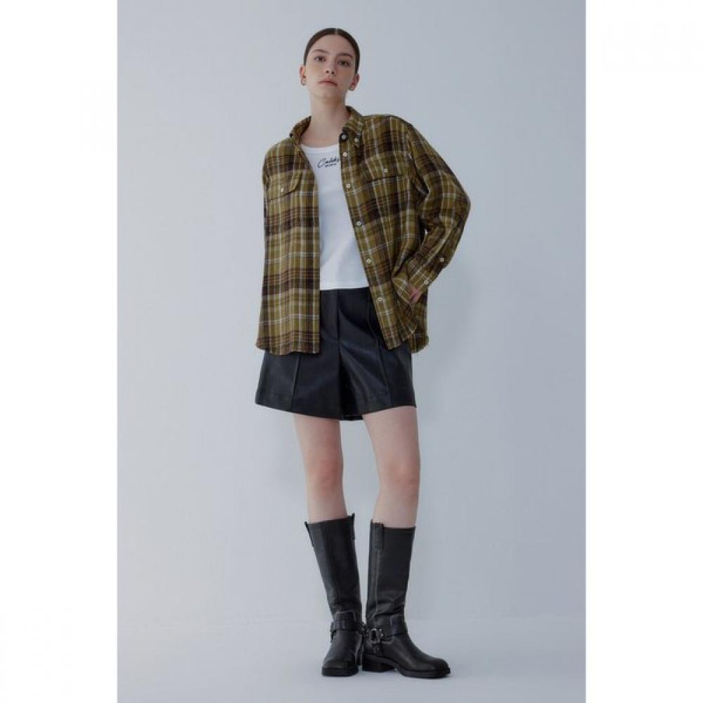 Vov Flannel Check Fringe Shirt 7155460002 Khaki/S