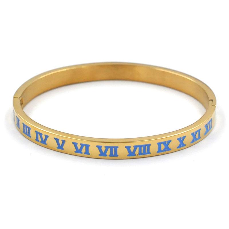 New Brand Luxury Enamel Stainless Steel Roman Numeral Bangles for Women Titanium Steel Jewelry Accessories Lucky Gift