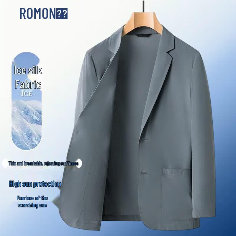 ROMON Men s Summer Ice Silk Business Casual Blazer with UV Protection M/170