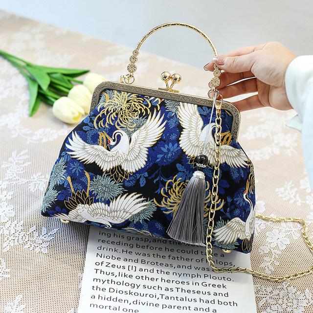 Chinesischer Stil Muschel Taschen Kette Damen Schulter Crossbody Handtaschen Vintage Ein Schulter Antiker Stil Mit Cheongsam Tasche