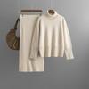 Western Style Knitted Turtleneck sweater Skirt sets High Neck Sweater and Skirt Set