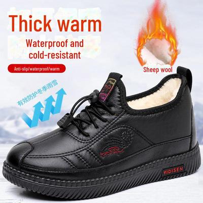 2024 Winter Women's Soft Sole Cotton Shoes - Comfortable, Warm, Plus Velvet, Flat-soled Boots for Middle-aged & Elderly