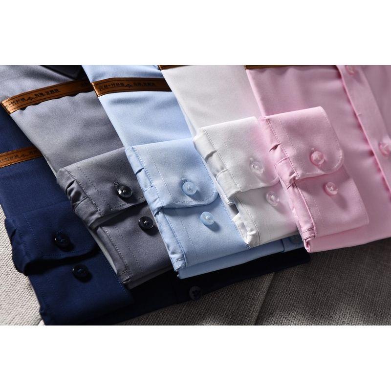 High Quality Non-Ironing! Stretch Breathable Fabric Foreign Trade Men's Clothing Factory Cut the Tag off Tail Goods Long sleeve Solid Shirts Shirt