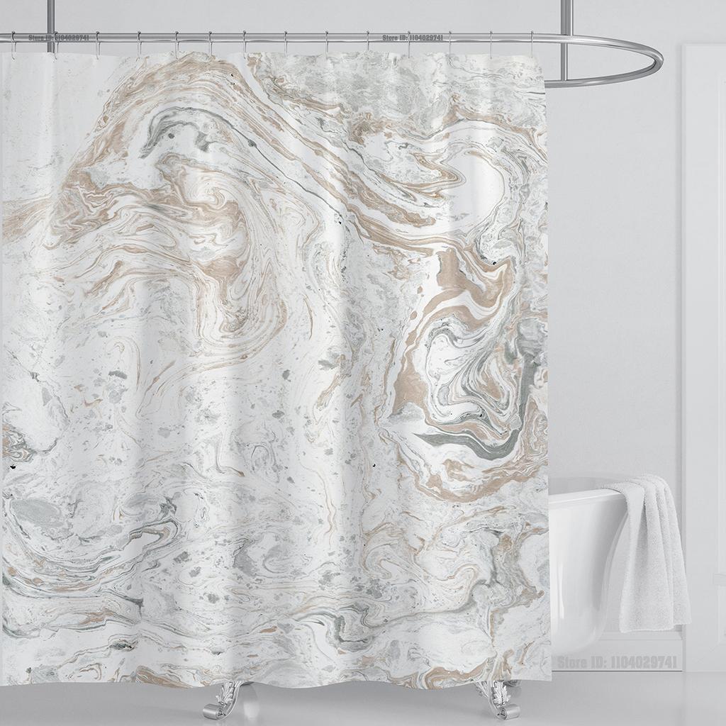 Marmor Wasserdichter Duschvorhang Wasserdichter Duschvorhang für Badezimmerdekor Bedruckter Waschbarer Duschvorhang mit Haken