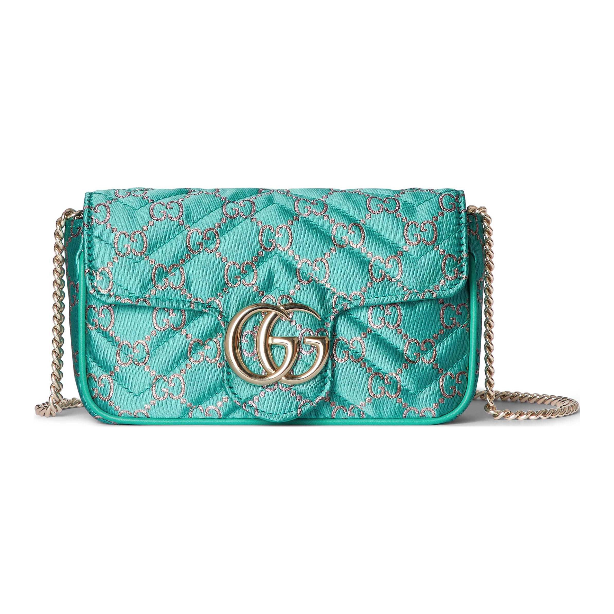 

Gucci GG Marmont Сумка через плече міні з принтом логотипу Double G, полотно, жіноча сумка через плече, світло-блакитна 476433-2ABNC-8080