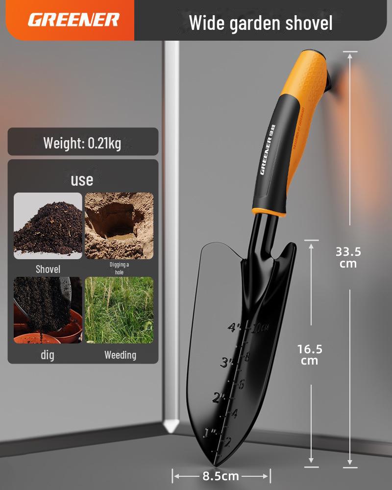 Green Forest Gardening Tool Set: Flower Shovel, Planting Shovel, and Vegetable Digging Tool (3-piece).
