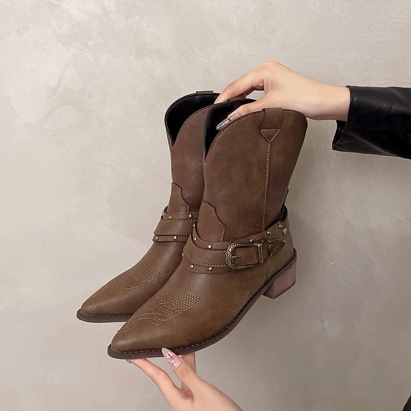 

Fashion New Brown Maillard Boots Plus Size Women s Mid-Leg Boots 2025 42