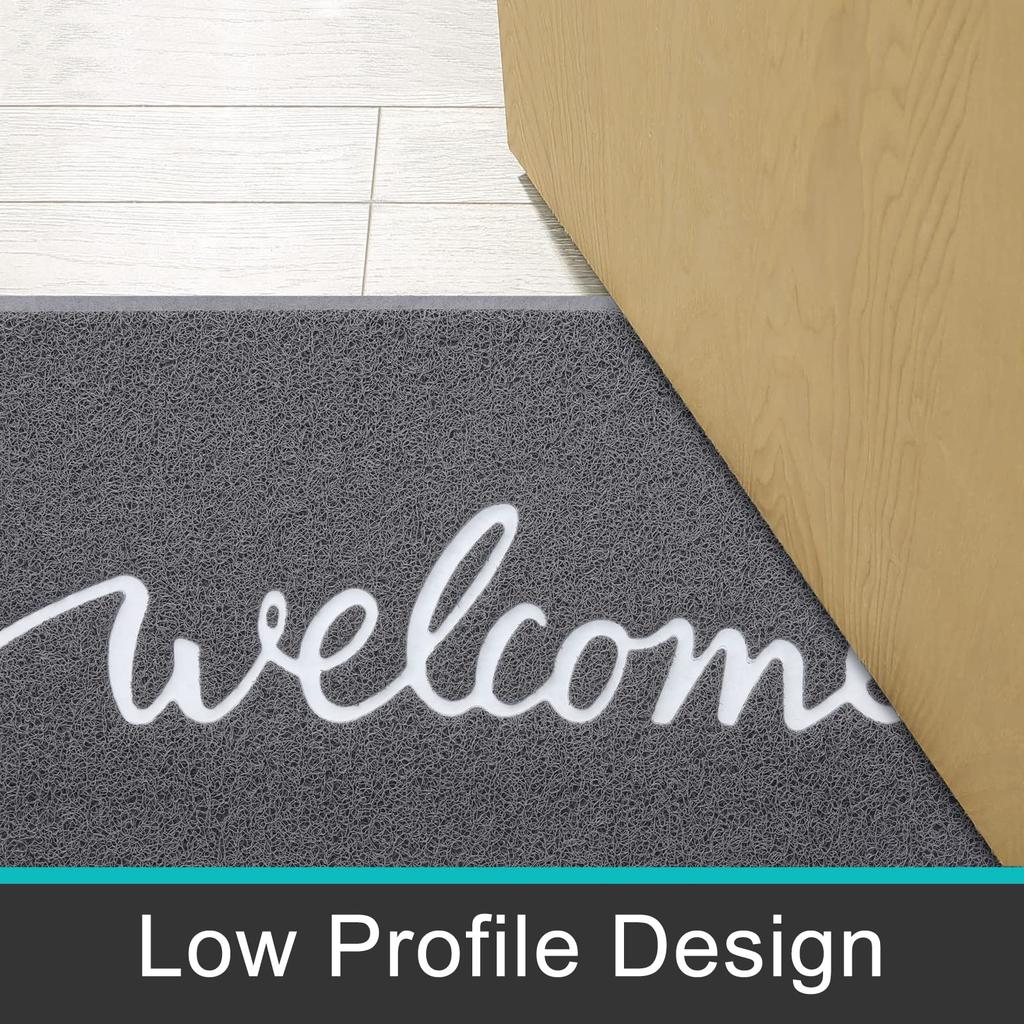 Olanly Garden Dirt Trapper Entryway Mat of Outdoor Indoor Washable Home Doormat Cute Letters Non-Slip Door Mats for Front Door