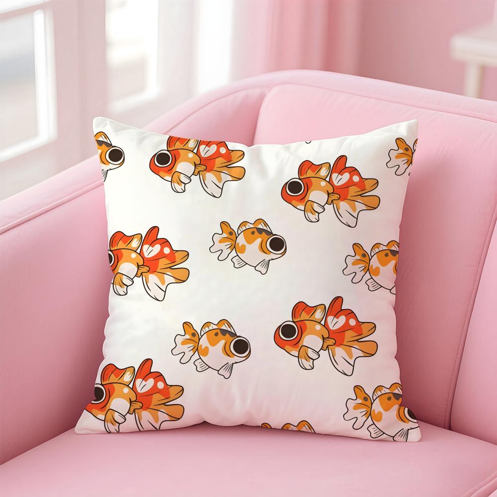 Cute and Childlike fishes Cushion Cover Pillow Case Soft Skin Friendly Fabric  Concealed Zipper