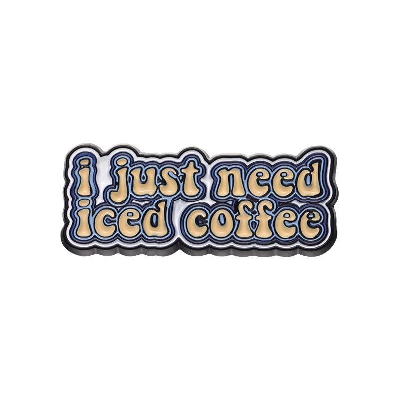 Brooch Alloy Trendy Pin With Charming English Letter Design Inspired By Coffee Cups For Enthusiasts Fashion