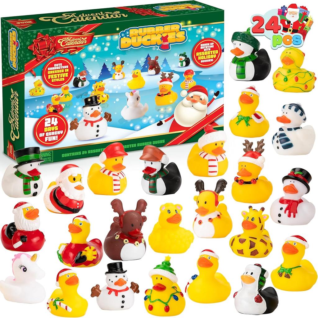 Christmas Advent Calendar Ducks Days Countdown Rubber Boys Girls Toddlers Kids Xmas Party Favor Gifts JOYFY 24 for Kid Friendly Entertaining Fun Play