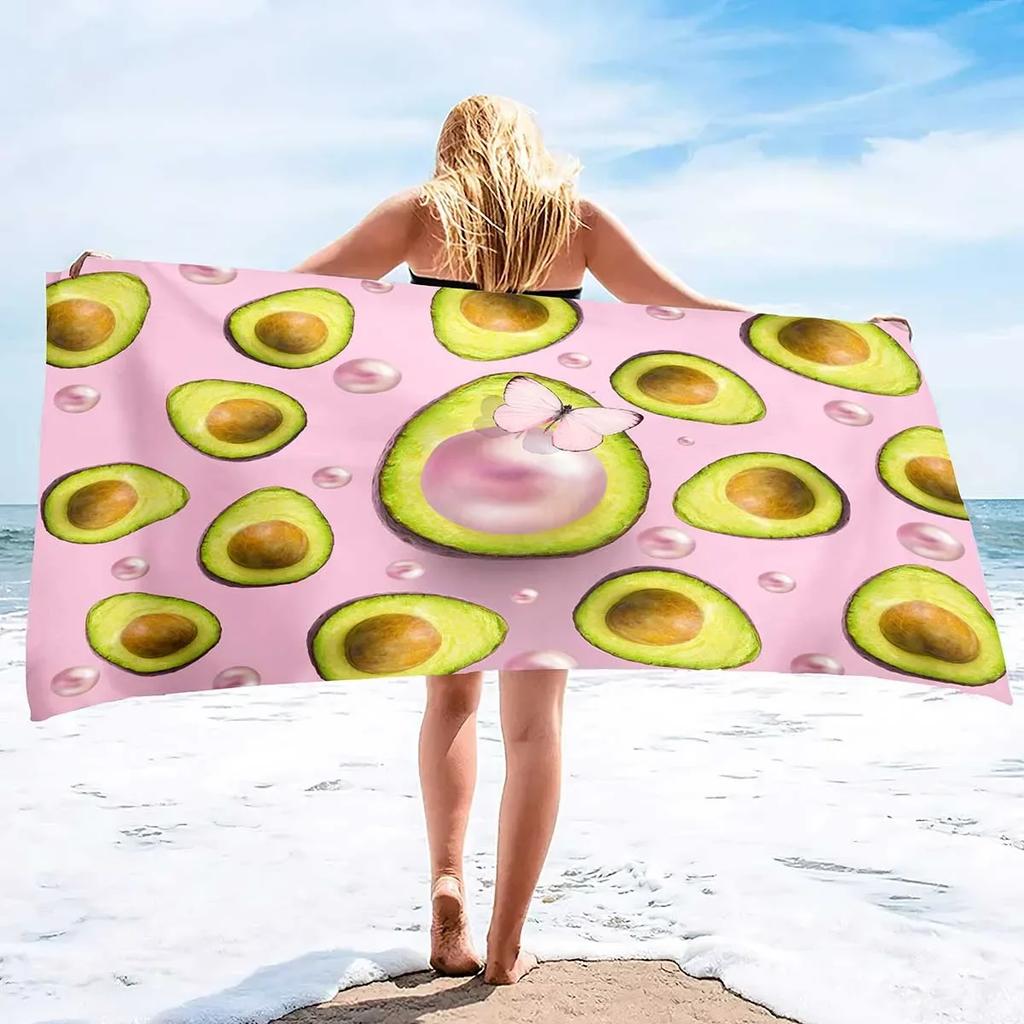 Avocado Beach Towels,Outdoors Pool Microfiber Towel Soft Fluffy and Super Absorbent Sand Free Quick Dry Lightweight Bath Towels