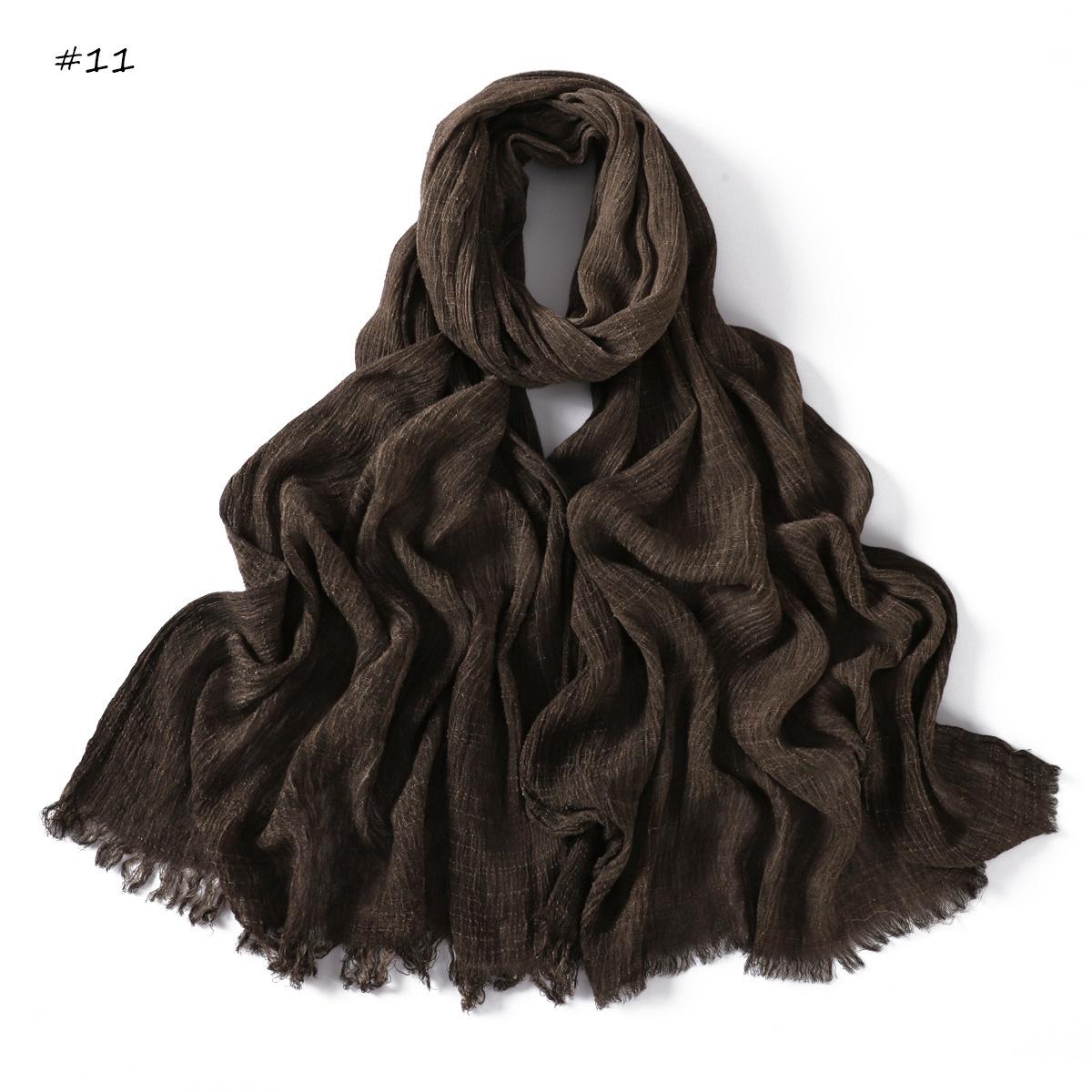 

2025 New High Quality Solid Color Wrinkle Muslim Women Hijab Scarf Ramadan Shawl Headband Turban Islamic Hijabs Wraps Tassels 190x70cm