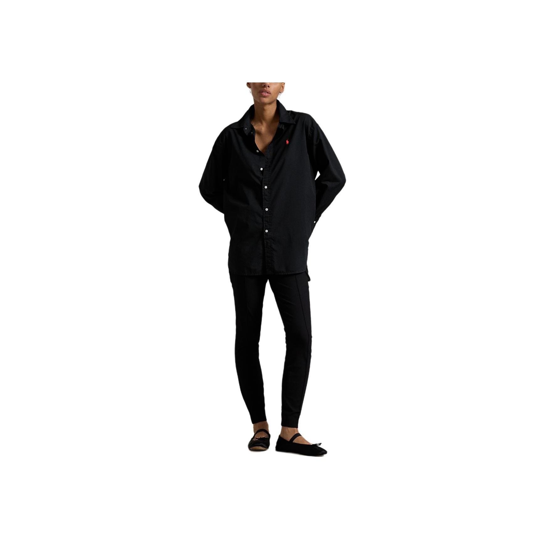 

Polo Ralph Lauren Большая рубашка из хлопка твила с вышивкой пони Женские рубашки черного цвета WMPOSHTNDN20262-001 XS