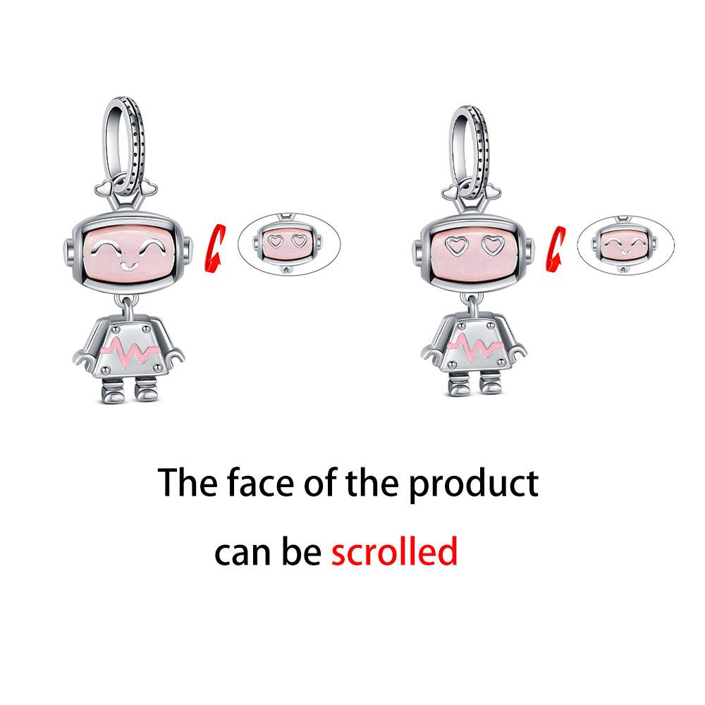 Copper Cute Car Bead Robot Charm Pink Pendant Fit Original Bracelet For Women Diy Fashion Jewelry Love Gift Elegant