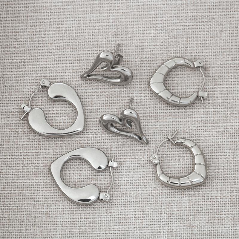 Titanium Steel Heart-Shaped Geometric Earrings for Women