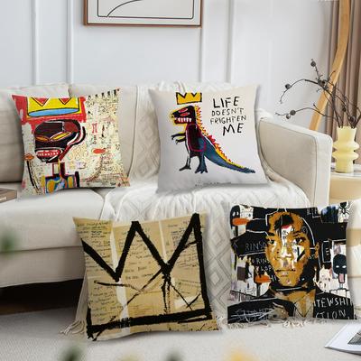 J-Jean-Michel B-Basquiat Art Pillow Case Living Room Sofa Cushion Cover Suitable For Home Bedroom Room Decoration