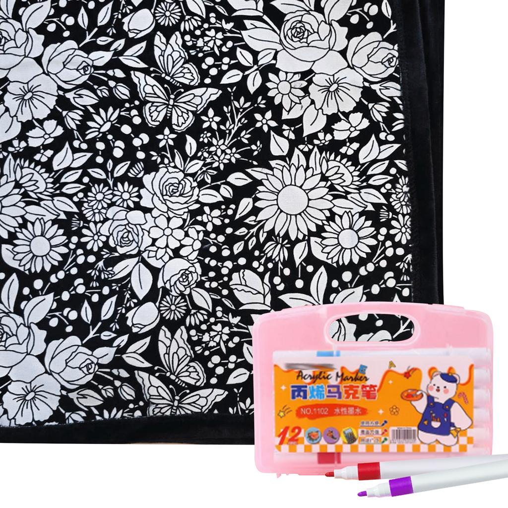 Color Your Own Blanket Washable Fuzzy Velvet Creative Art Project with Markers for Holiday Arts Crafts Activity Party