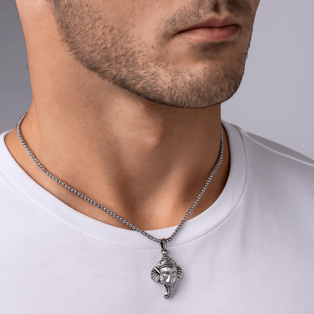 Rock Pendant with Chain Gothic Sweater Necklace Portable Punk Elephant Necklace  Daily Wear
