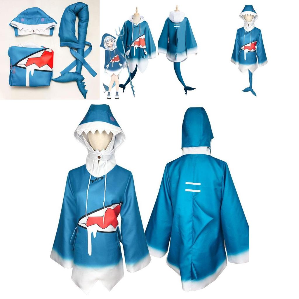 Hololive English Vtuber Gawr Gura Costume Top Ideal For Role-playing Events