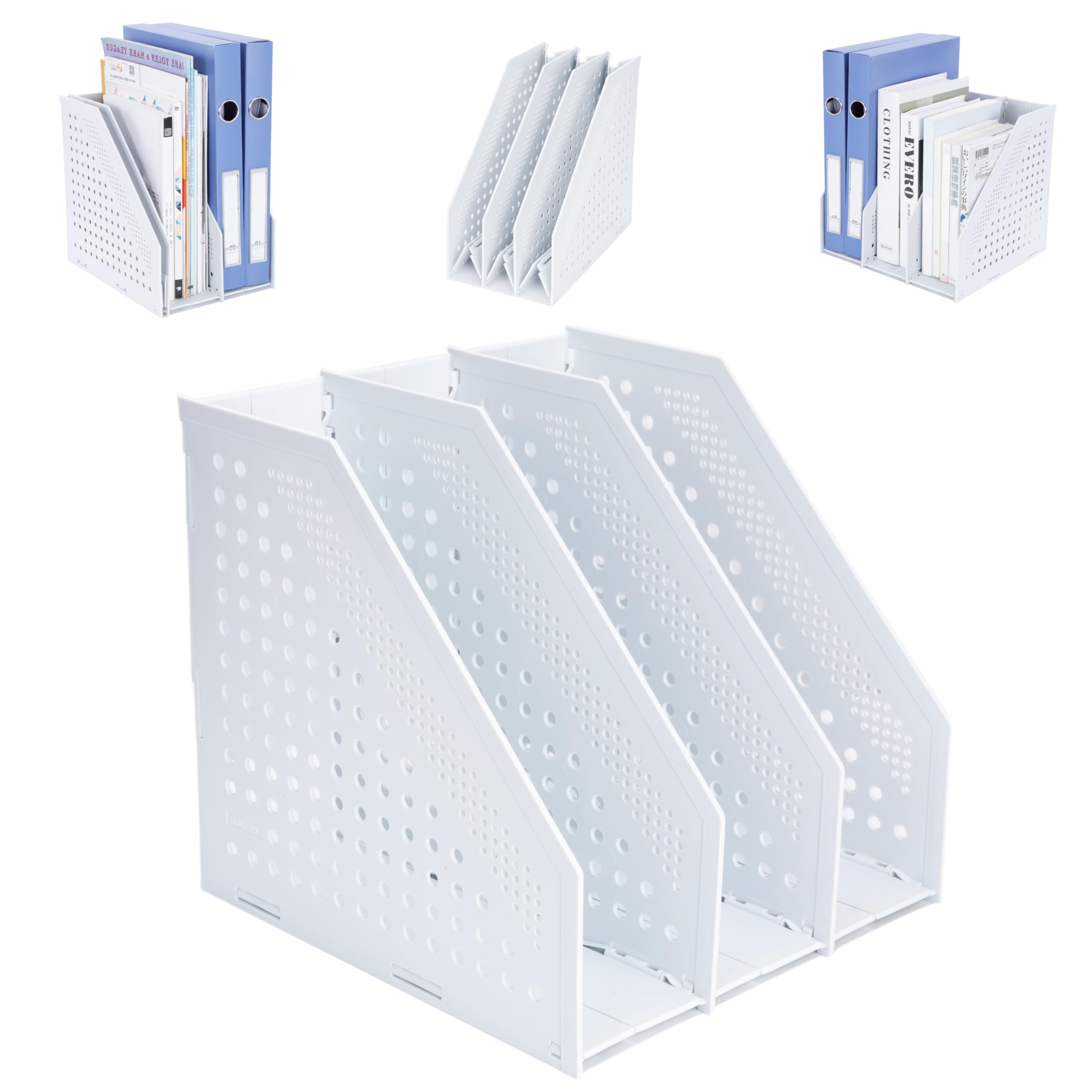 

FRETONBA Desk Foldable A4 File File Expandable Desktop Office No Assembly 3 Gray Shelf, Bookstand, Stand, Box, Storage, Magazine/Newspaper/Document серый