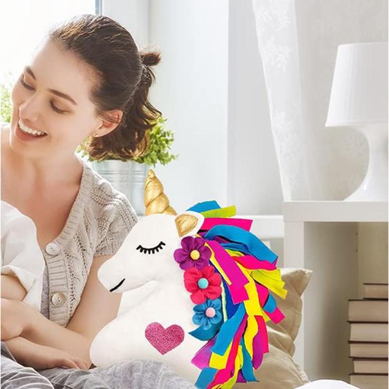 Unicorn Diy Pillow Craft Kit Plush Bedroom Decor Gift For Kids And Teens