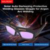 Lunettes de soudage solaires à assombrissement automatique, Lunettes de soudage à arc à l'argon à assombrissement automatique avec sonde haute sensibilité, Protection oculaire anti-buée anti-éblouissement