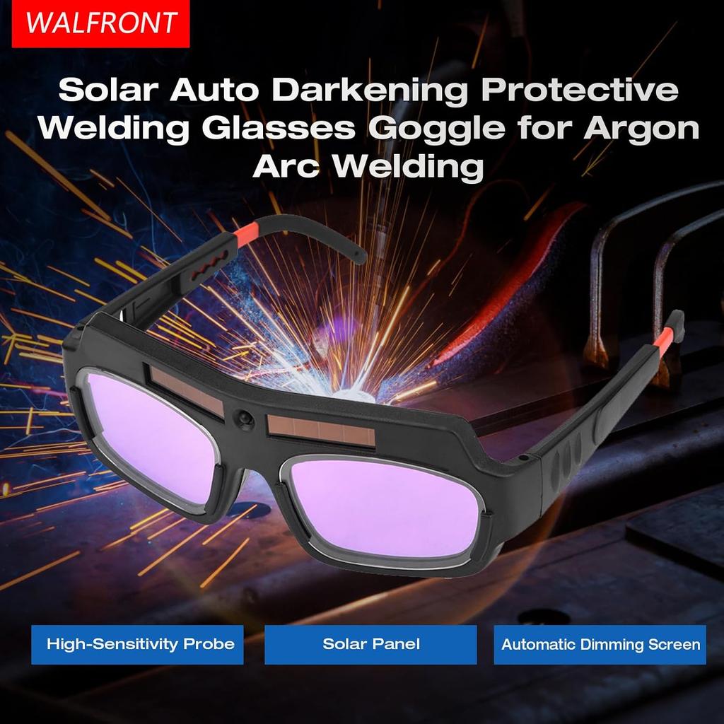 Lunettes de soudage solaires à assombrissement automatique, Lunettes de soudage à arc à l'argon à assombrissement automatique avec sonde haute sensibilité, Protection oculaire anti-buée anti-éblouissement