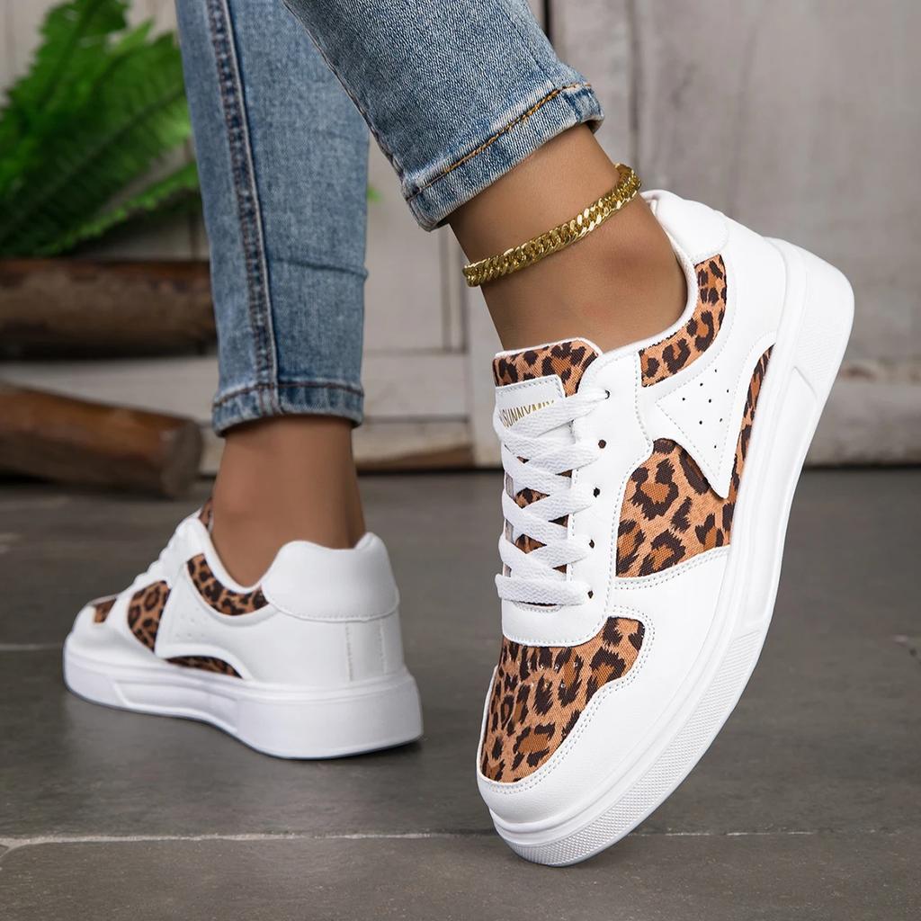 DJSUNNYMIX Women's Sneakers Leopard Print Casual Shoes  Outdoor Vulcanized Shoes  Running Shoe Platform Women Shoes