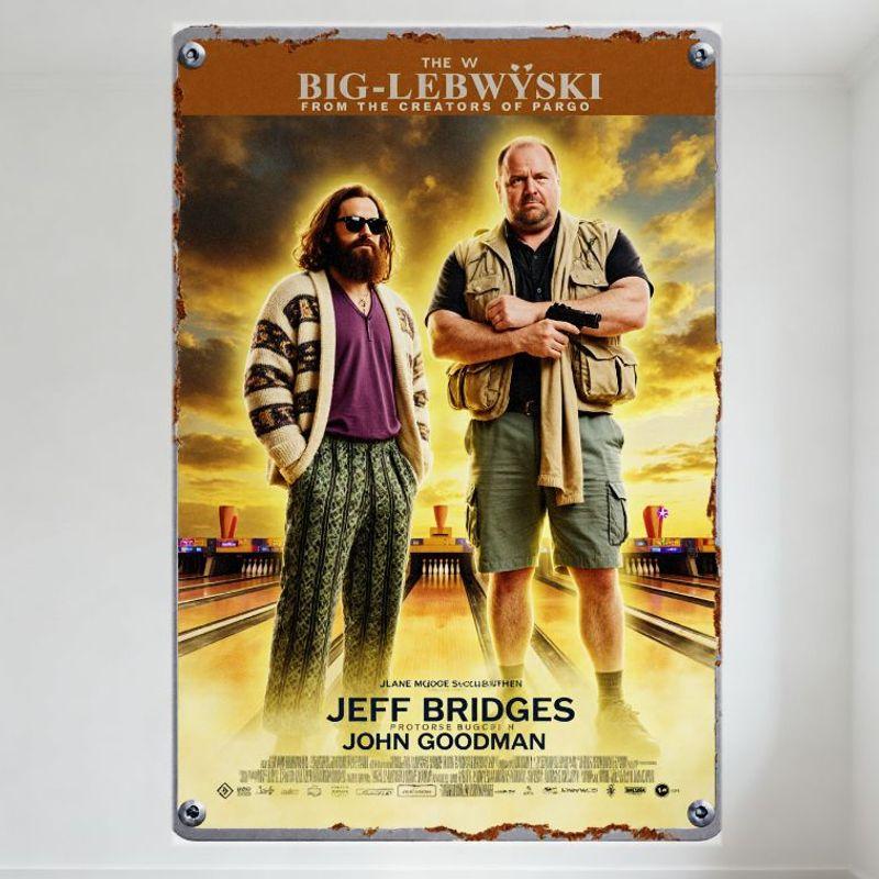 

Большой Лебовски Винтажная Металлическая Жестяная Вывеска Джефф Бриджес Джон Гудман Фильм про Боулинг Постер для Мужской Комнаты Бара Домашний Декор Арт Стена Плакат 20x30cm（7.8x11.8inch）